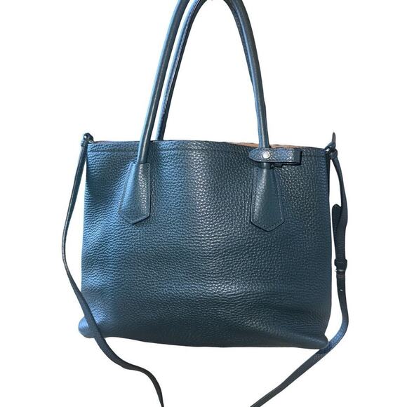 COPY - PRADA AUTHENTIC LEATHER VITELLO DAINO TOTE PURSE Dark Green DOUBLE HANDLE - Picture 4 of 16